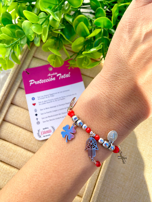 KD090788- Pulsera Protección Total con Multidijes color Plata