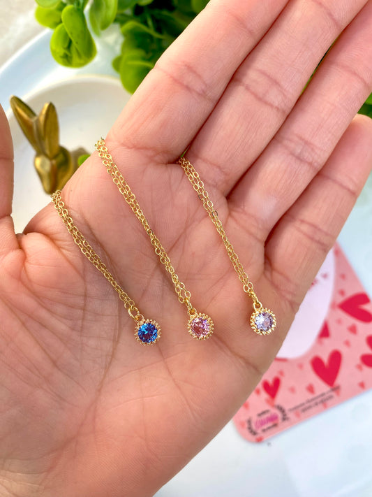 KD050823- Collar de cadena con Dije Circulo Zirconia