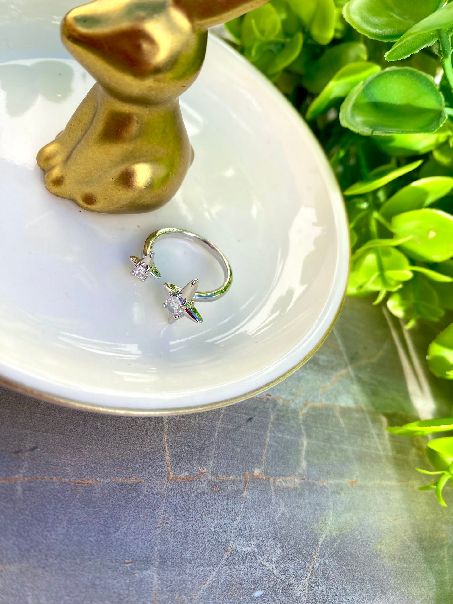 KD020133- Anillo Ajustable Estrella Rodio