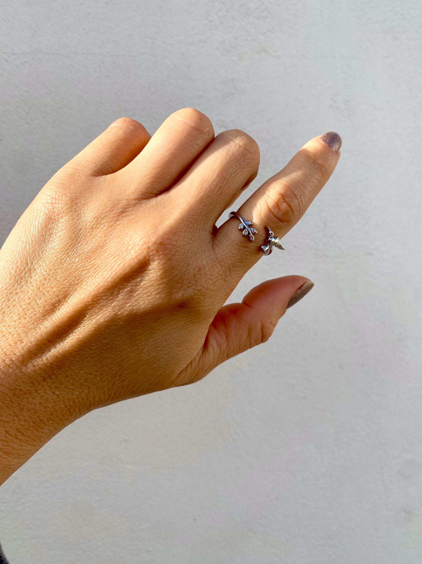 KD020132- Anillo Ajustable Colibrí Rodio