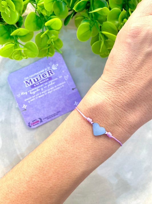 KD090802- Pulsera Corazón  y Tarjeta con tema Día de la Mujer.