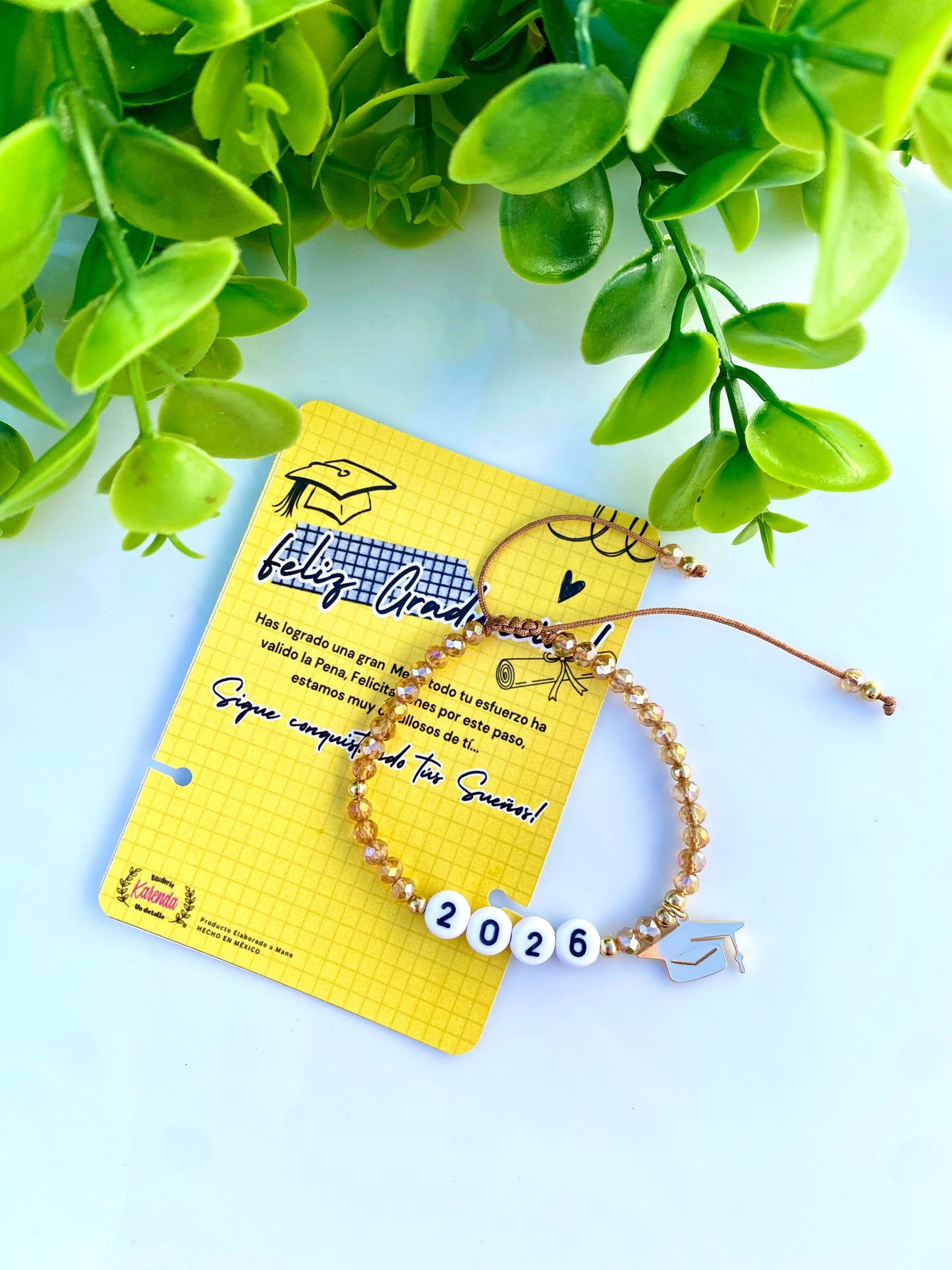 KD090594-Pulsera de Cristal con Birrete Graduación