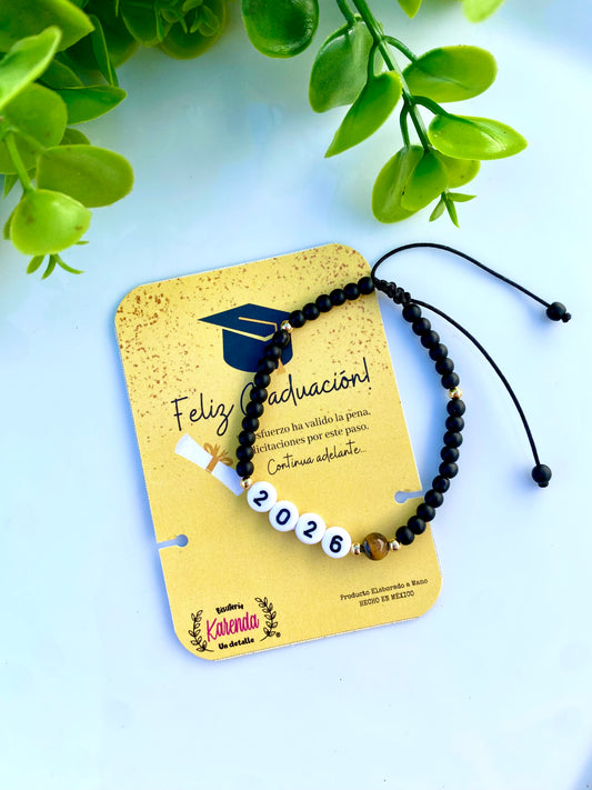 KD090845-Pulsera de Graduación cuentas Onix Mini