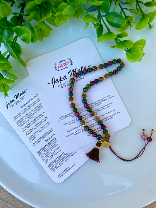 KD090857- Japa Mala de 45 Cuentas de Piedra Natural