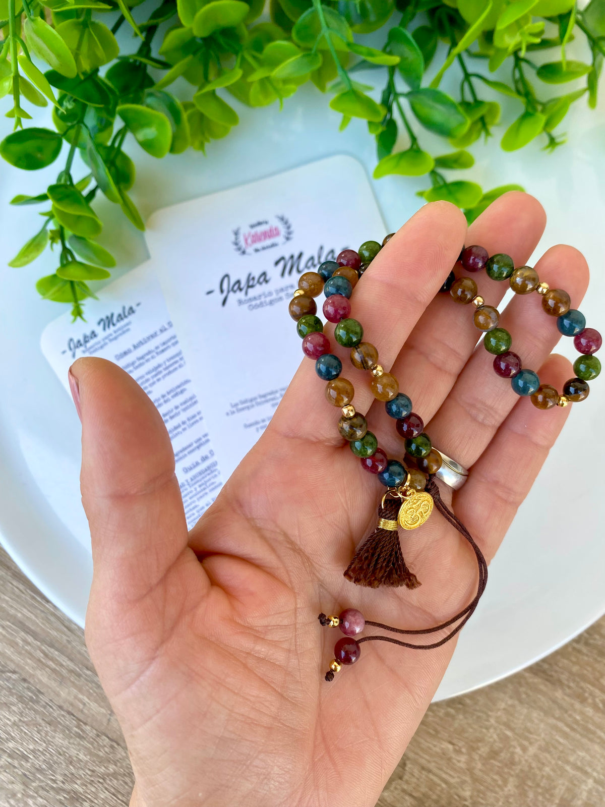 KD090857- Japa Mala de 45 Cuentas de Piedra Natural