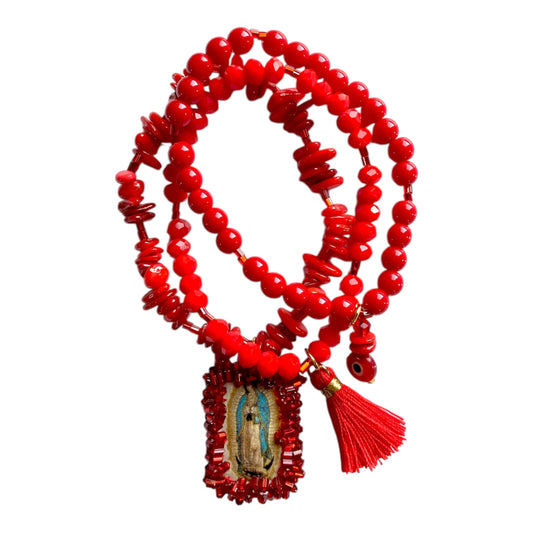 KD090762- Set de  Pulseras con Escapulario de Virgen de Guadalupe