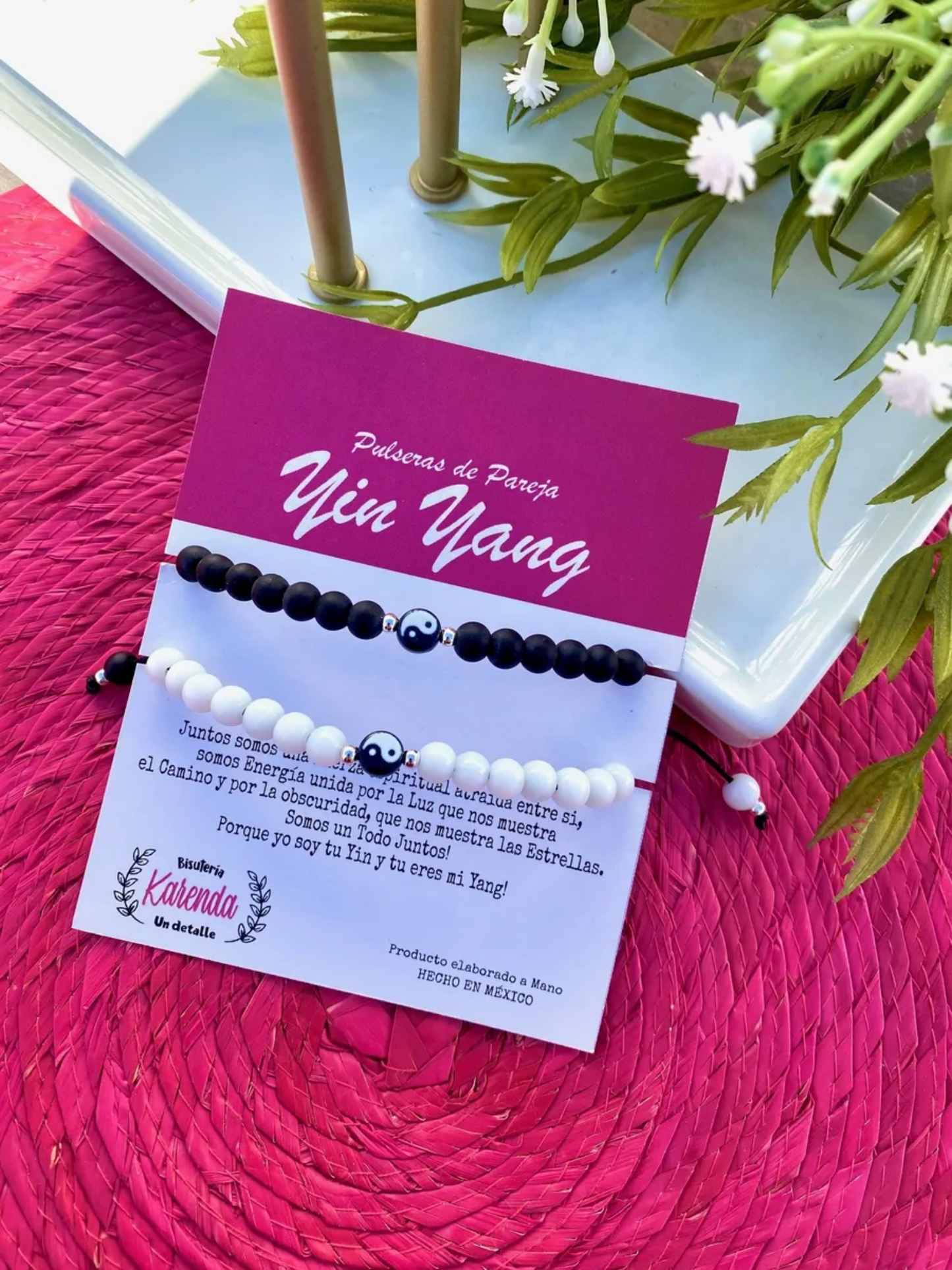 KD090643- Pulseras de Pareja con Dije de Yin Yang