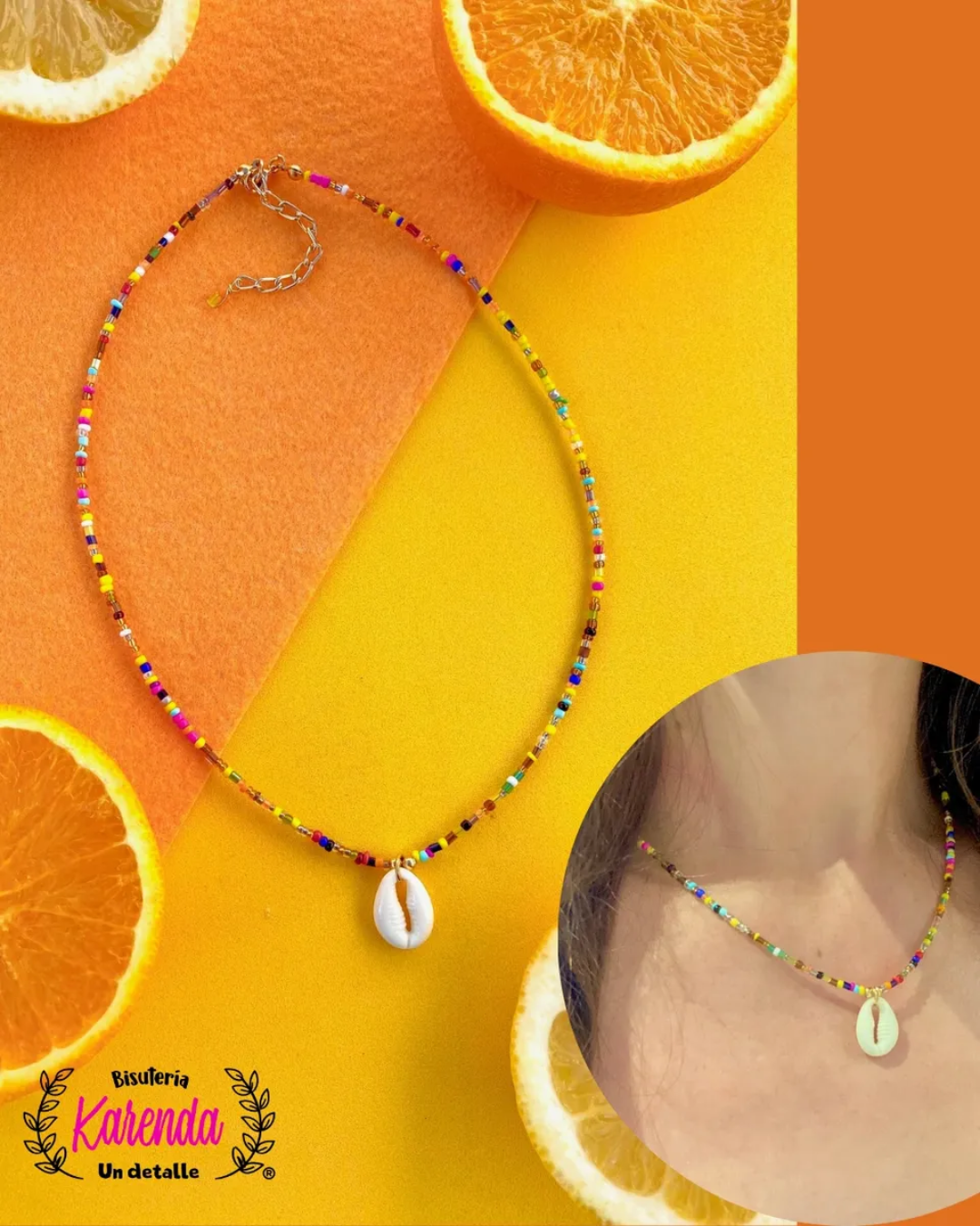 KD050743- Collar de Chaquira con Dije de Caracol