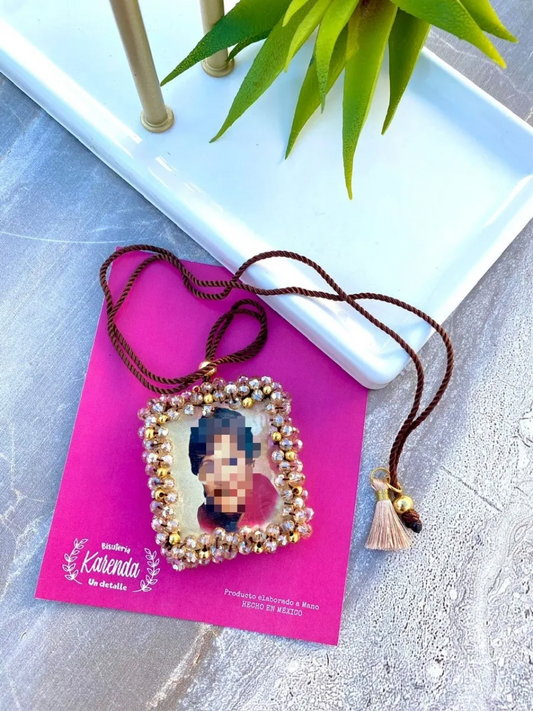 KD230031- Escapulario Personalizado con Fotografía & San Benito Cristal M