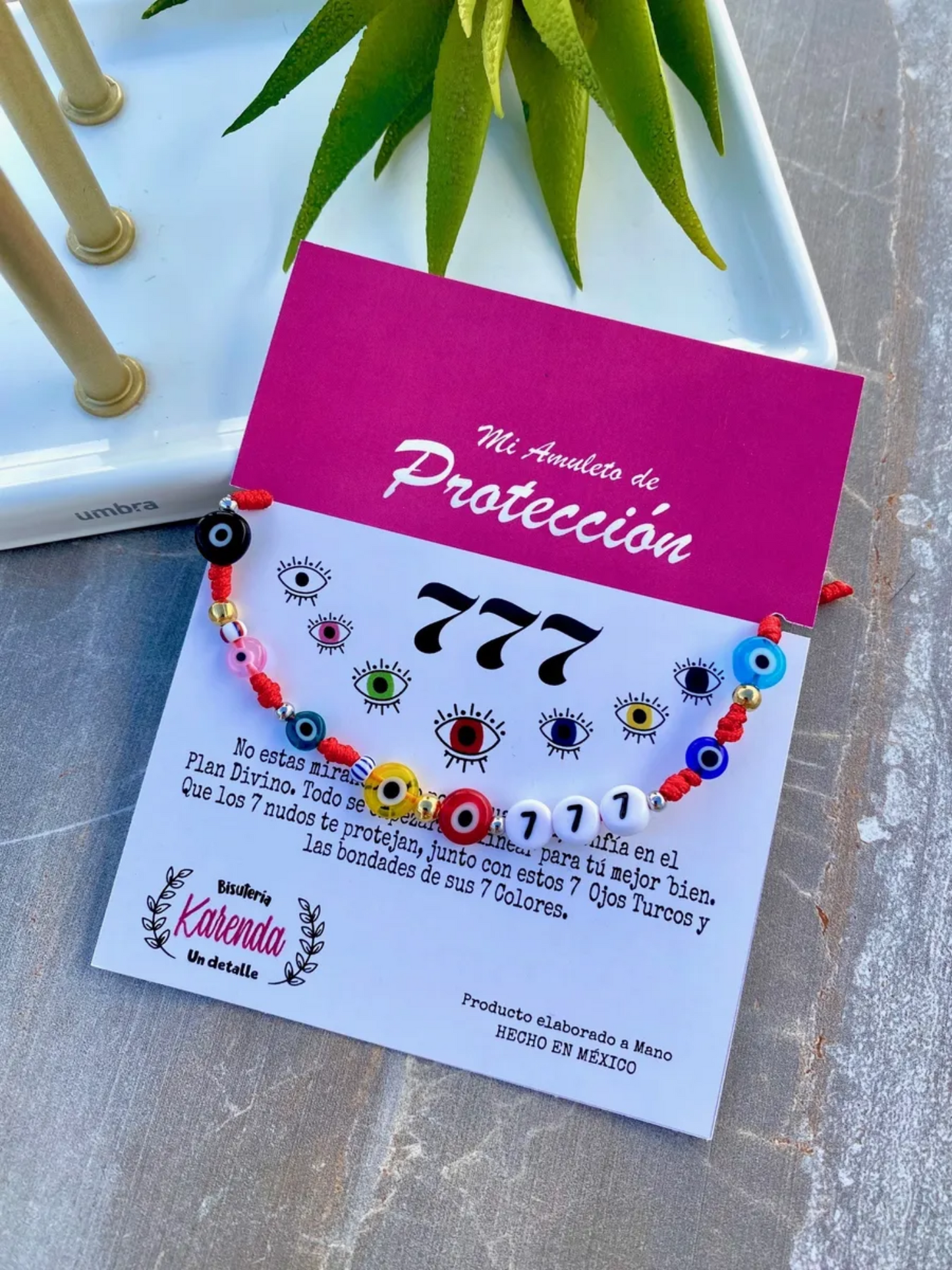 KD090699-Pulsera 777 con # Acrílicos