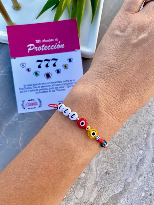 KD090699-Pulsera 777 con # Acrílicos