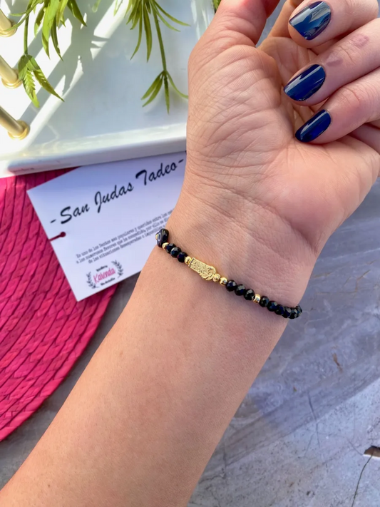 KD090730- Pulsera de San Judas Tadeo con Cristal y Ojito