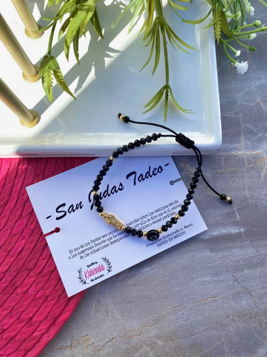 KD090730- Pulsera de San Judas Tadeo con Cristal y Ojito