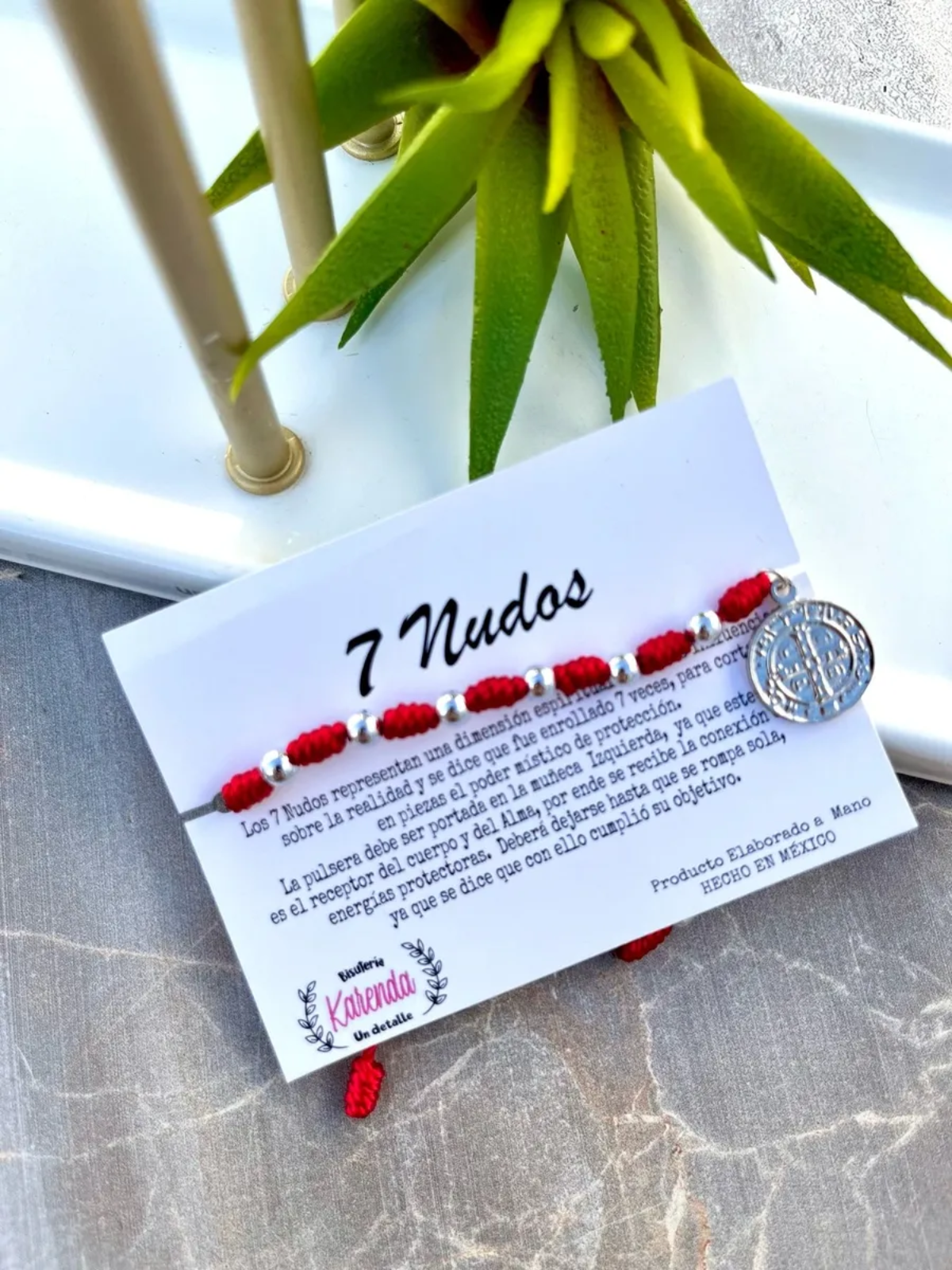 KD090737- Pulsera de 7 Nudos con Dije de San Benito Grande