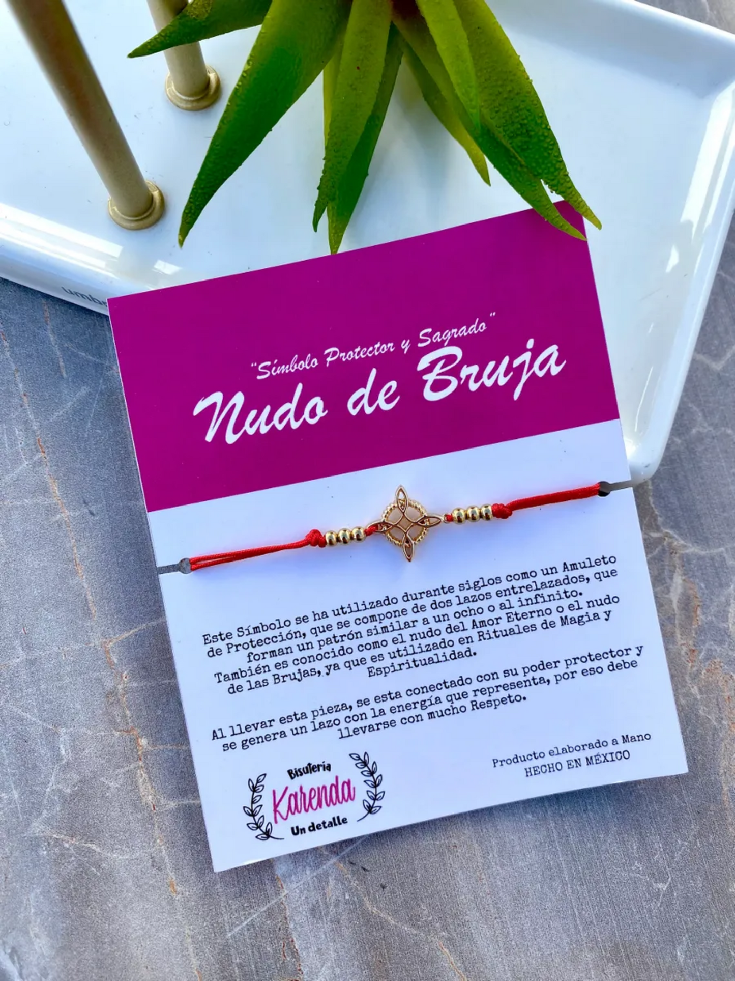 KD090747- Pulsera Nudo de Bruja con doble Hilo