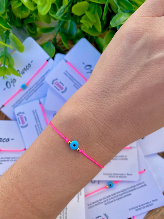 KD090749- Pulsera Ojo Turco Rosa Fiusha