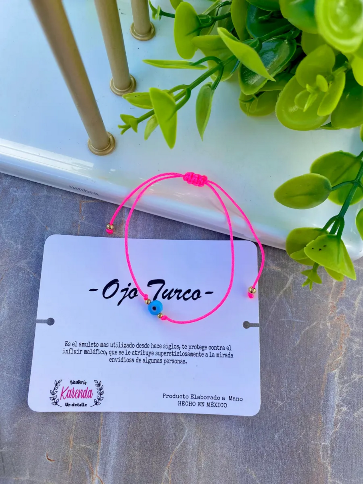 KD090749- Pulsera Ojo Turco Rosa Fiusha