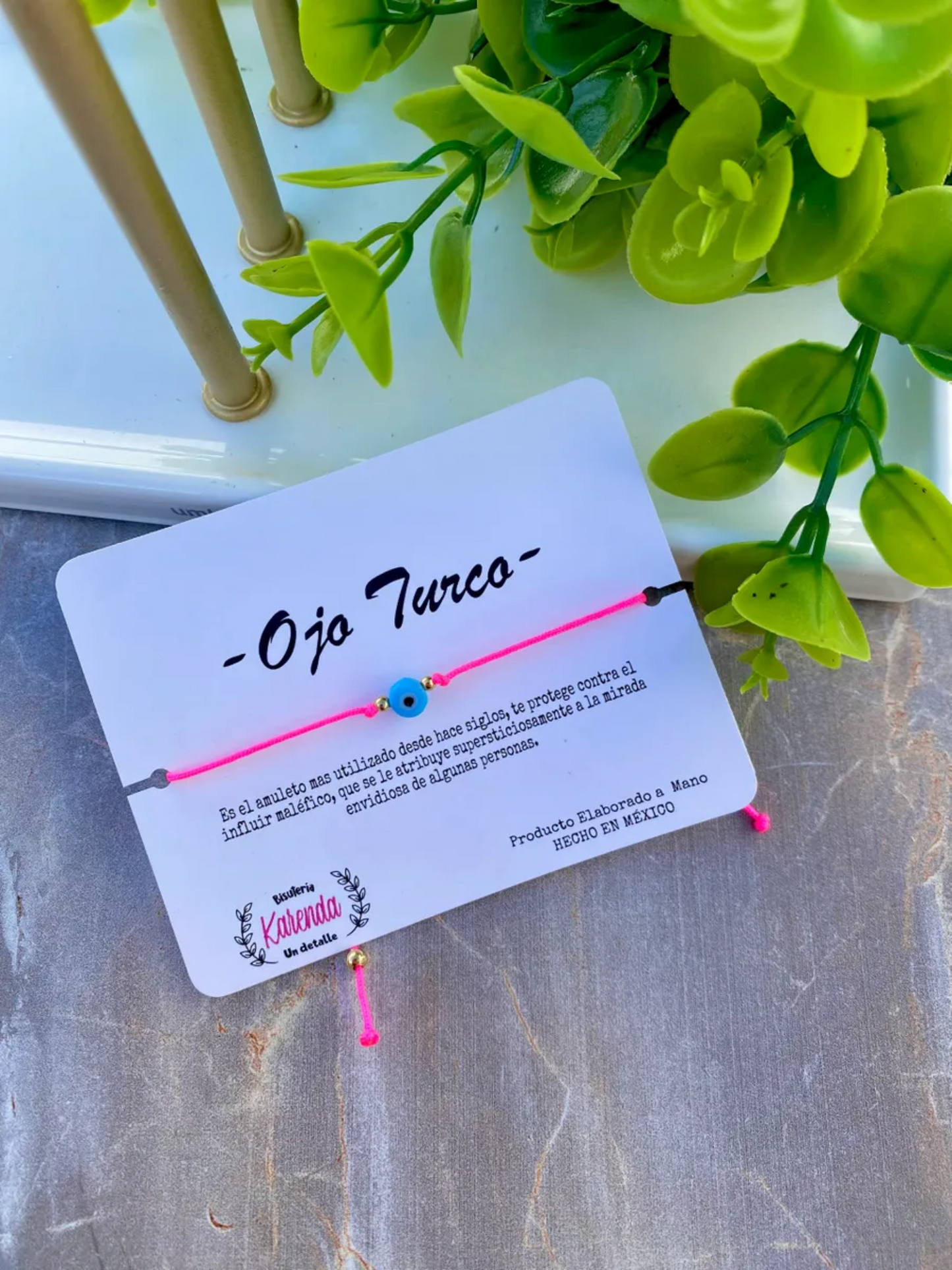 KD090749- Pulsera Ojo Turco Rosa Fiusha