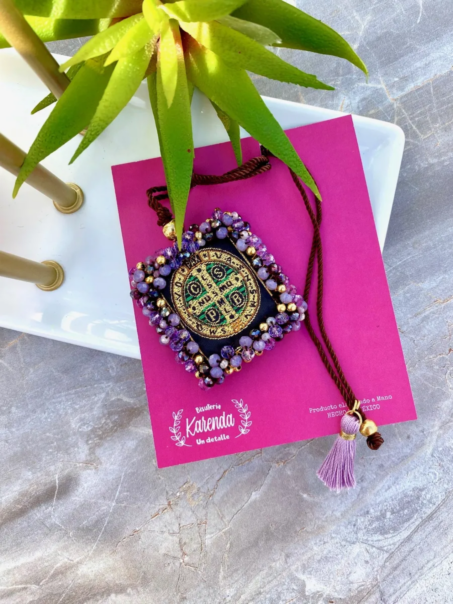 KD230031- Escapulario Personalizado con Fotografía & San Benito Cristal M