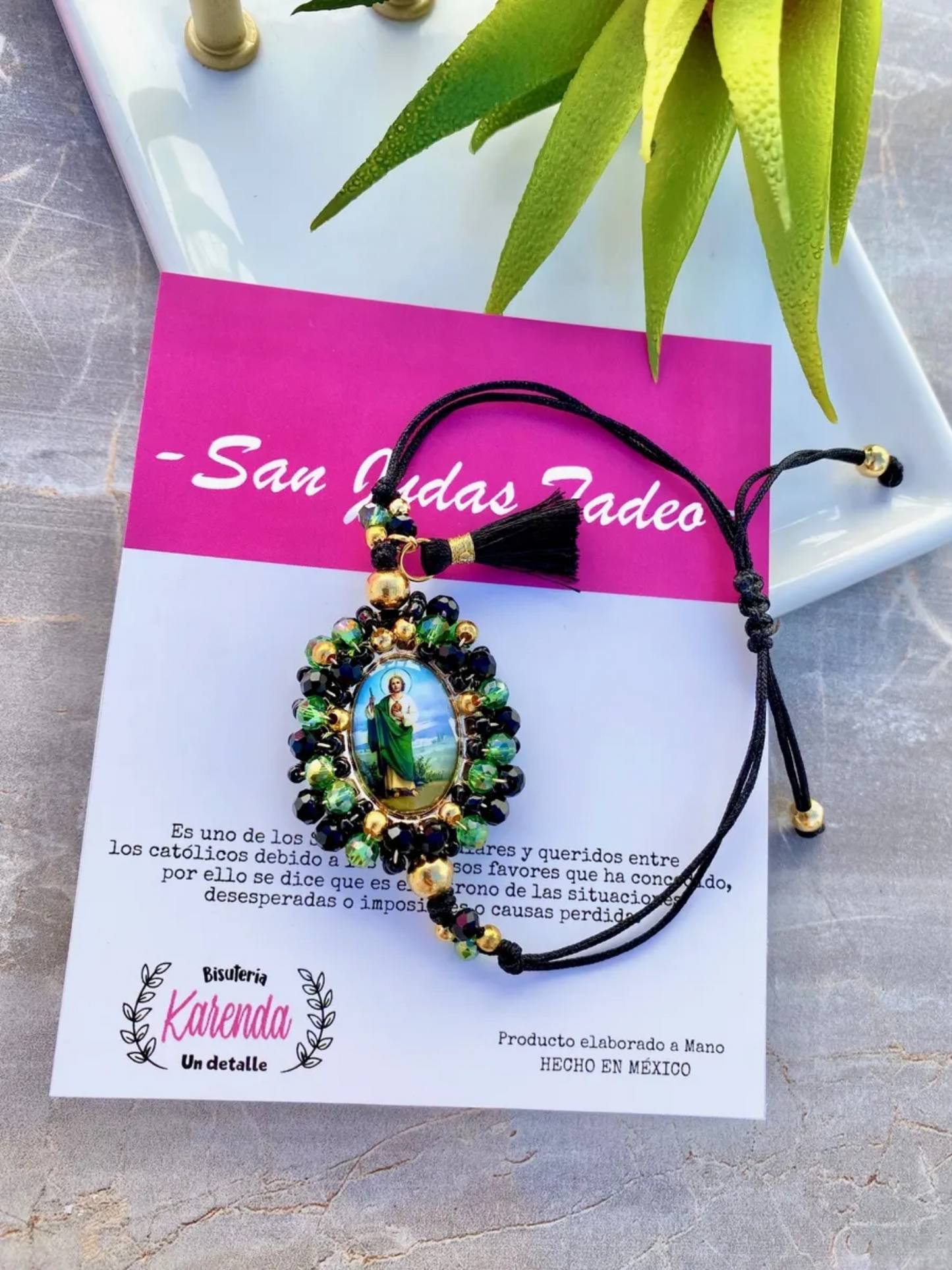 KD230025C- Pulsera Escapulario Medalla con Chaquira y Chaquiron Combinados