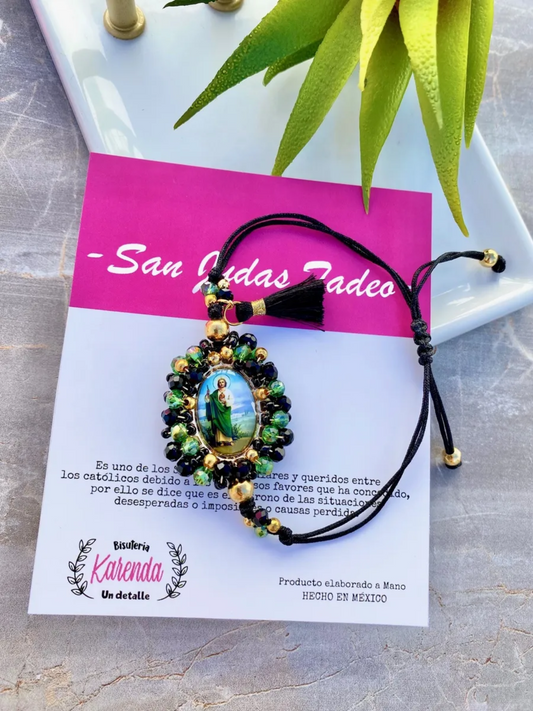 KD230025C- Pulsera Escapulario Medalla con Chaquira y Chaquiron Combinados