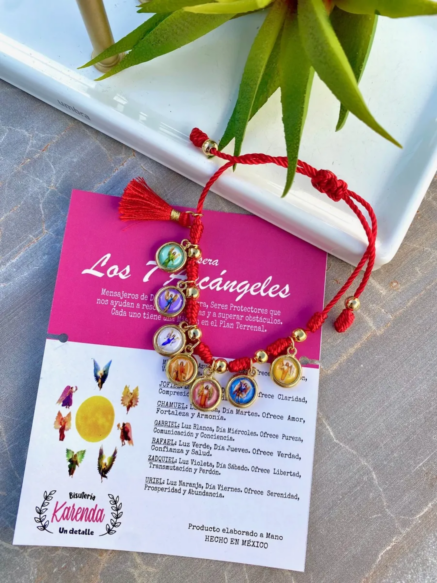 KD090712-Pulsera de Hilo con 7 Nudos y 7 Arcángeles