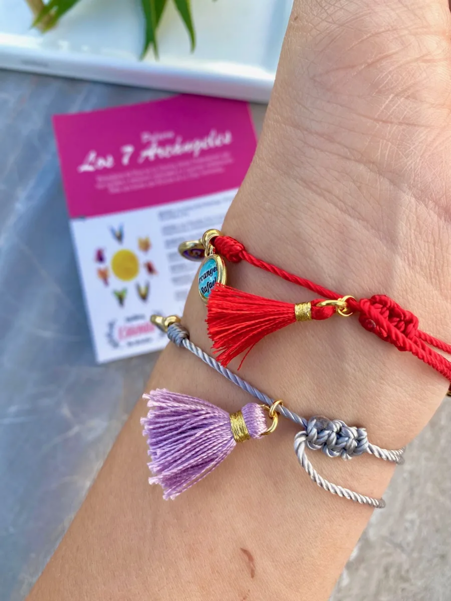 KD090712-Pulsera de Hilo con 7 Nudos y 7 Arcángeles