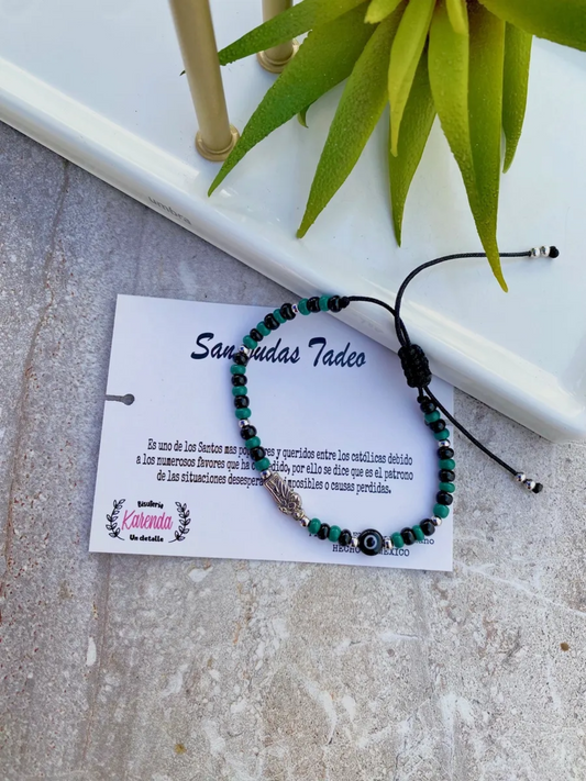 KD090689- Pulsera de San Judas Tadeo con Dije Plateado