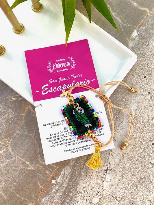 KD090432- Pulsera Escapulario San Judas Tadeo Bordada a Mano