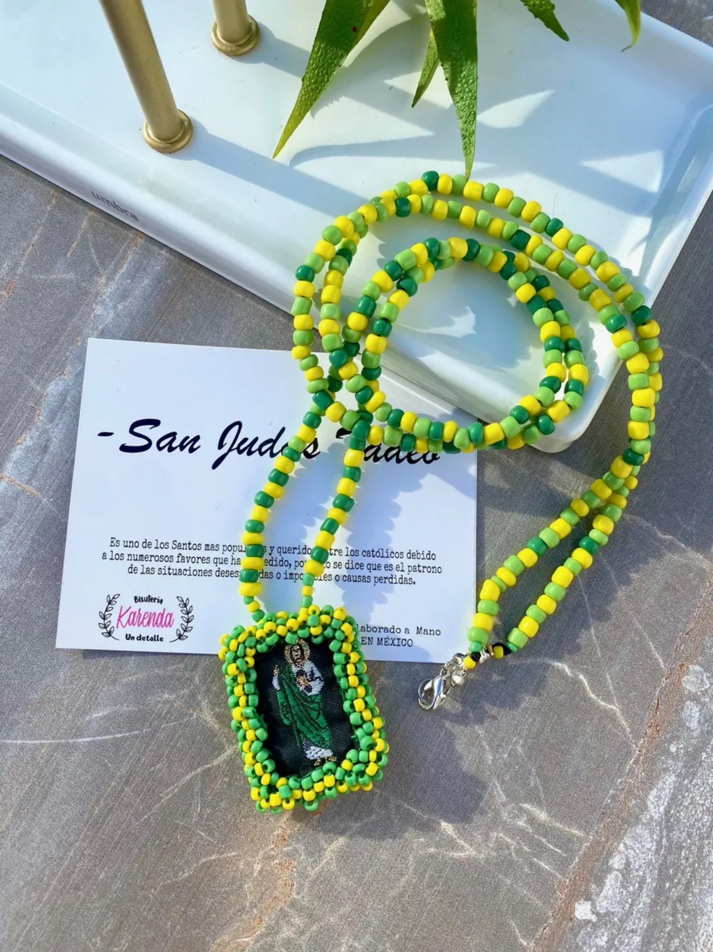 KD230035- Collar Escapulario de San Judas Tadeo Bordado a Mano