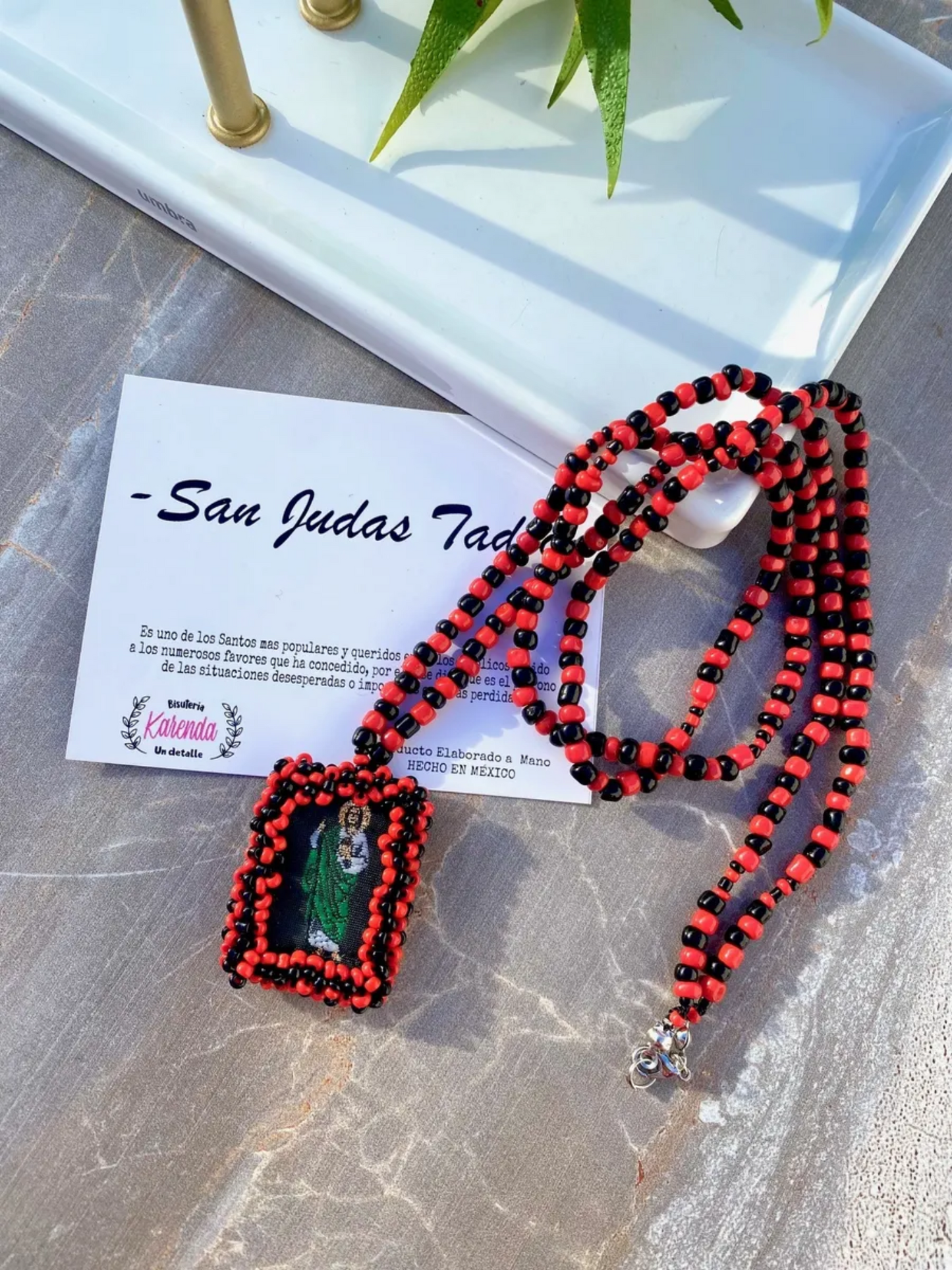KD230035- Collar Escapulario de San Judas Tadeo Bordado a Mano