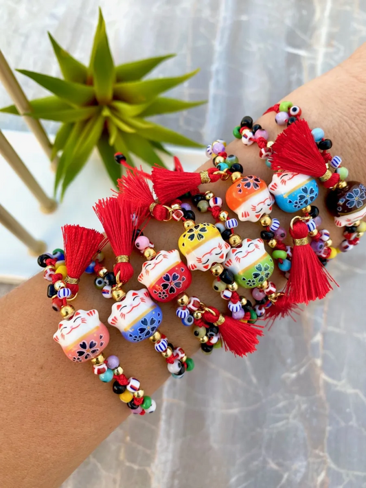 KD090614- Pulsera de Maneki Neko con Ojitos Mini