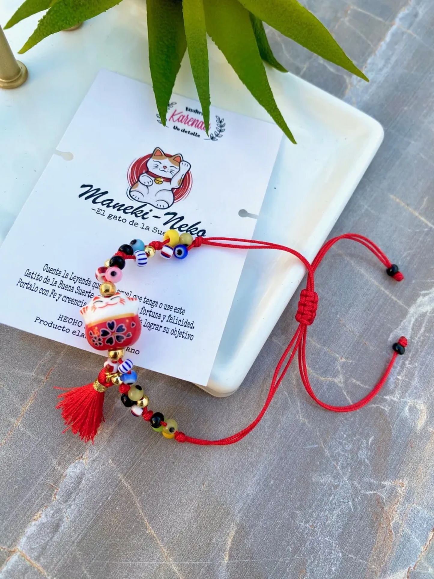 KD090614- Pulsera de Maneki Neko con Ojitos Mini
