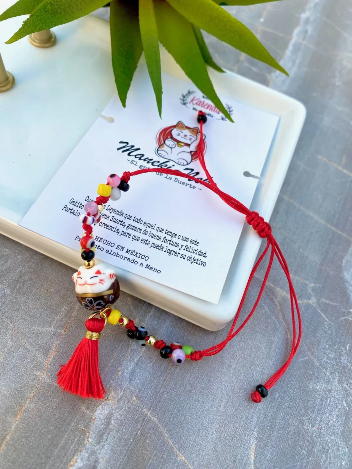 KD090614- Pulsera de Maneki Neko con Ojitos Mini