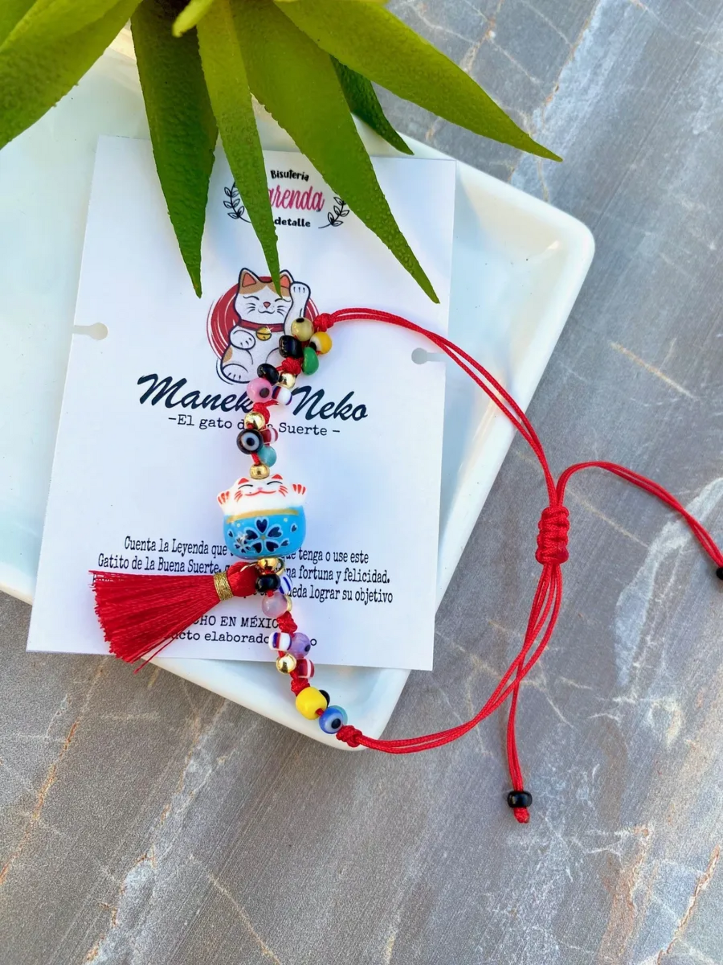 KD090614- Pulsera de Maneki Neko con Ojitos Mini