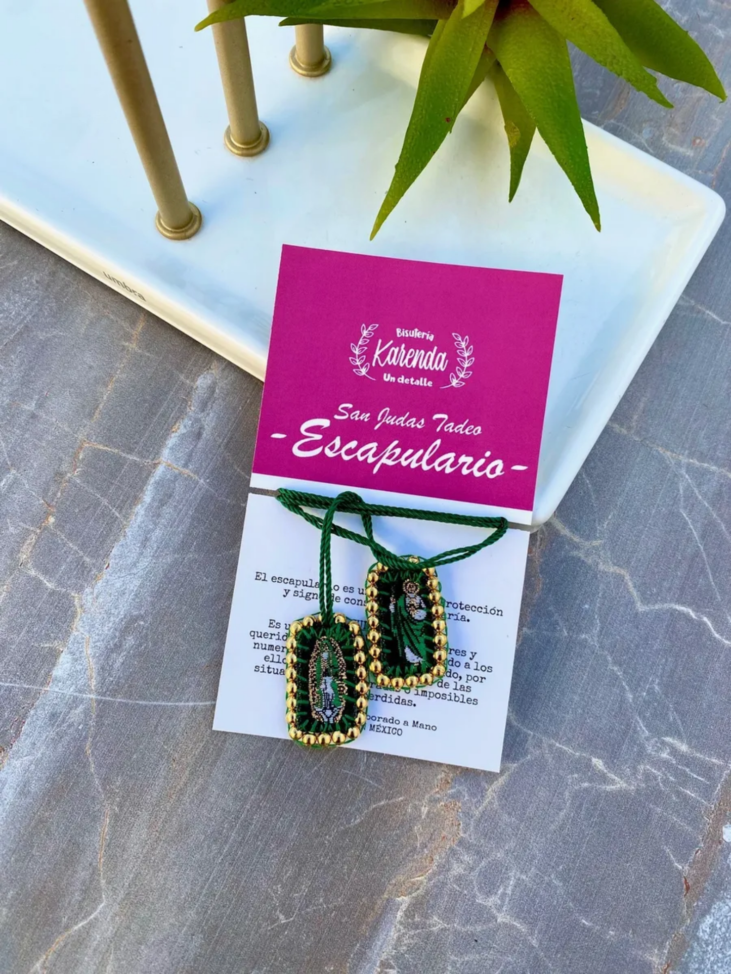 KD230039- Escapulario Mini de San Judas Tadeo con Detalles de Chapa