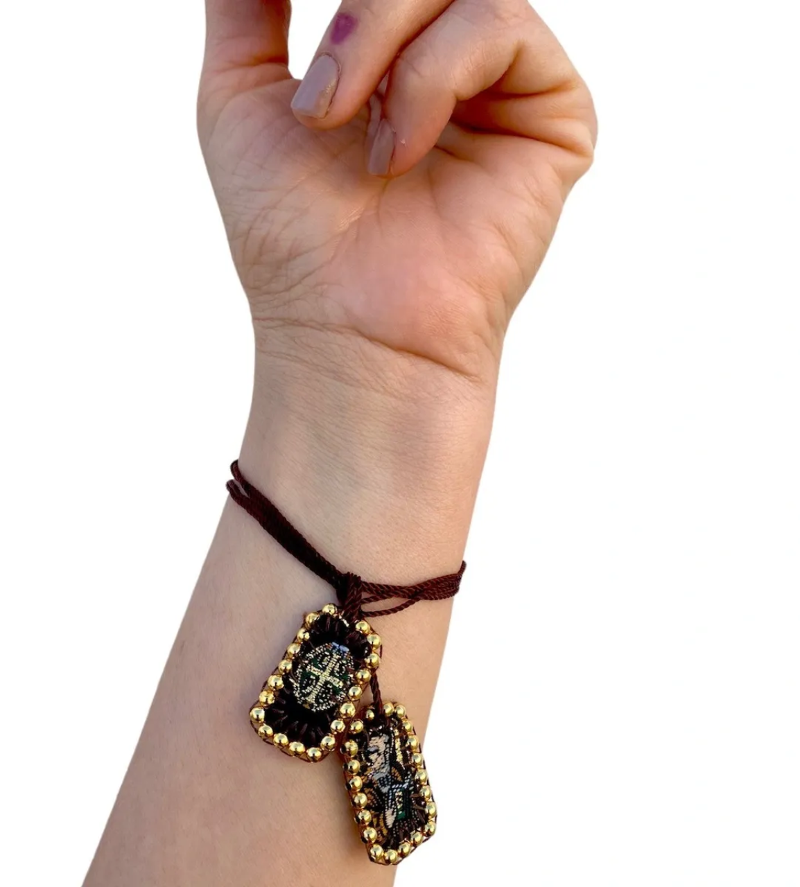 KD230040- Escapulario Mini de San Benito con Detalles de Chapa