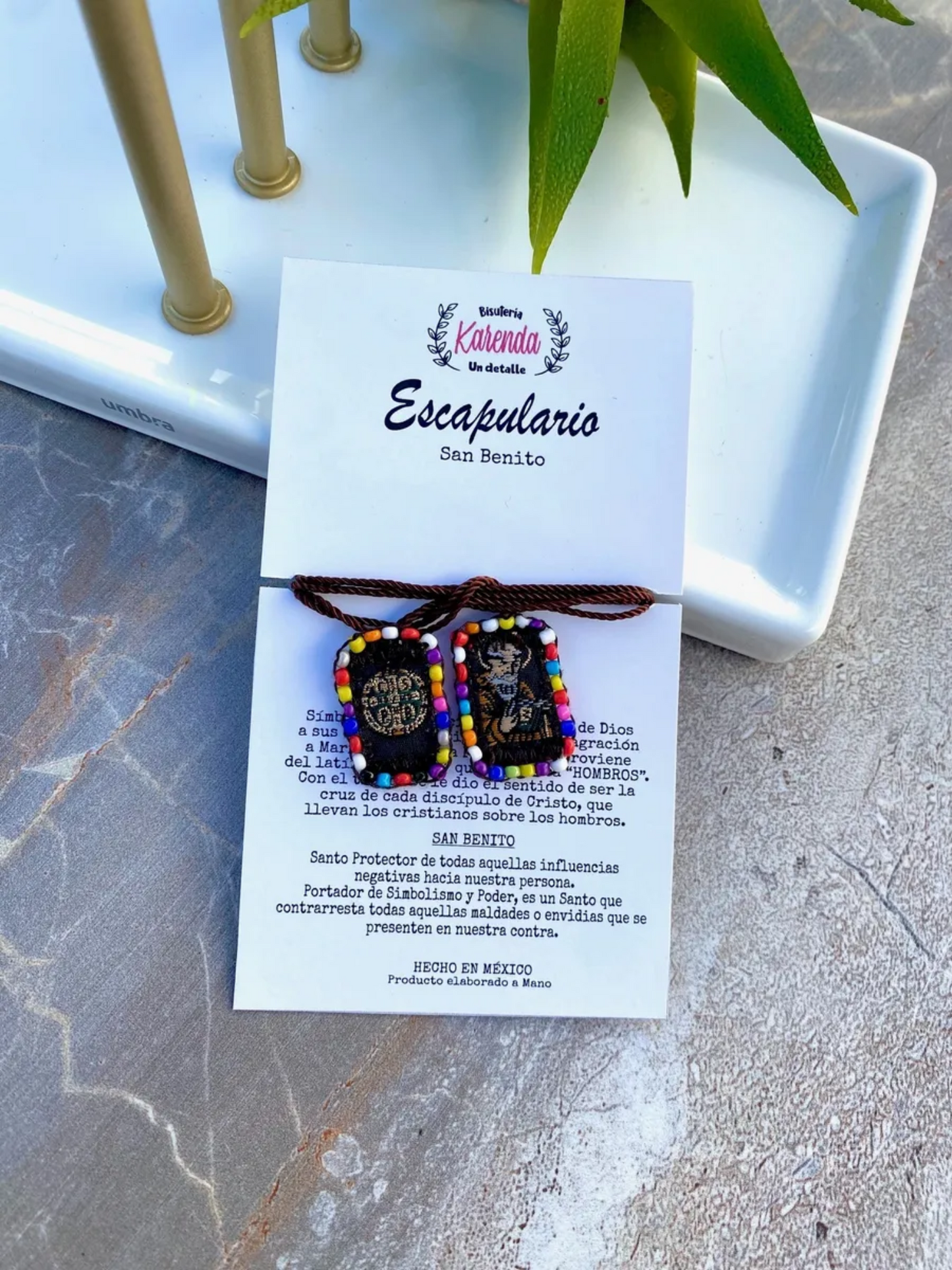 KD230027C- Escapulario Mini con Bordado Sencillo San Benito