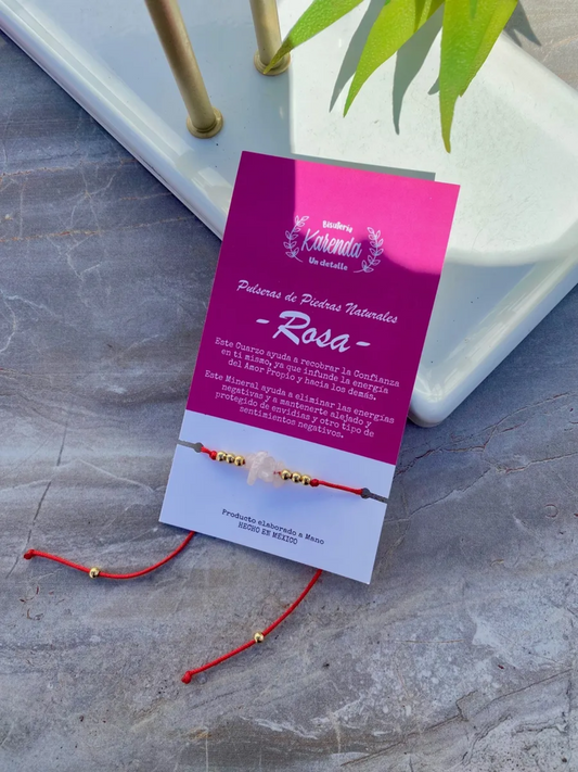 KD090092- Pulsera Cuarzo Rosa de Chip