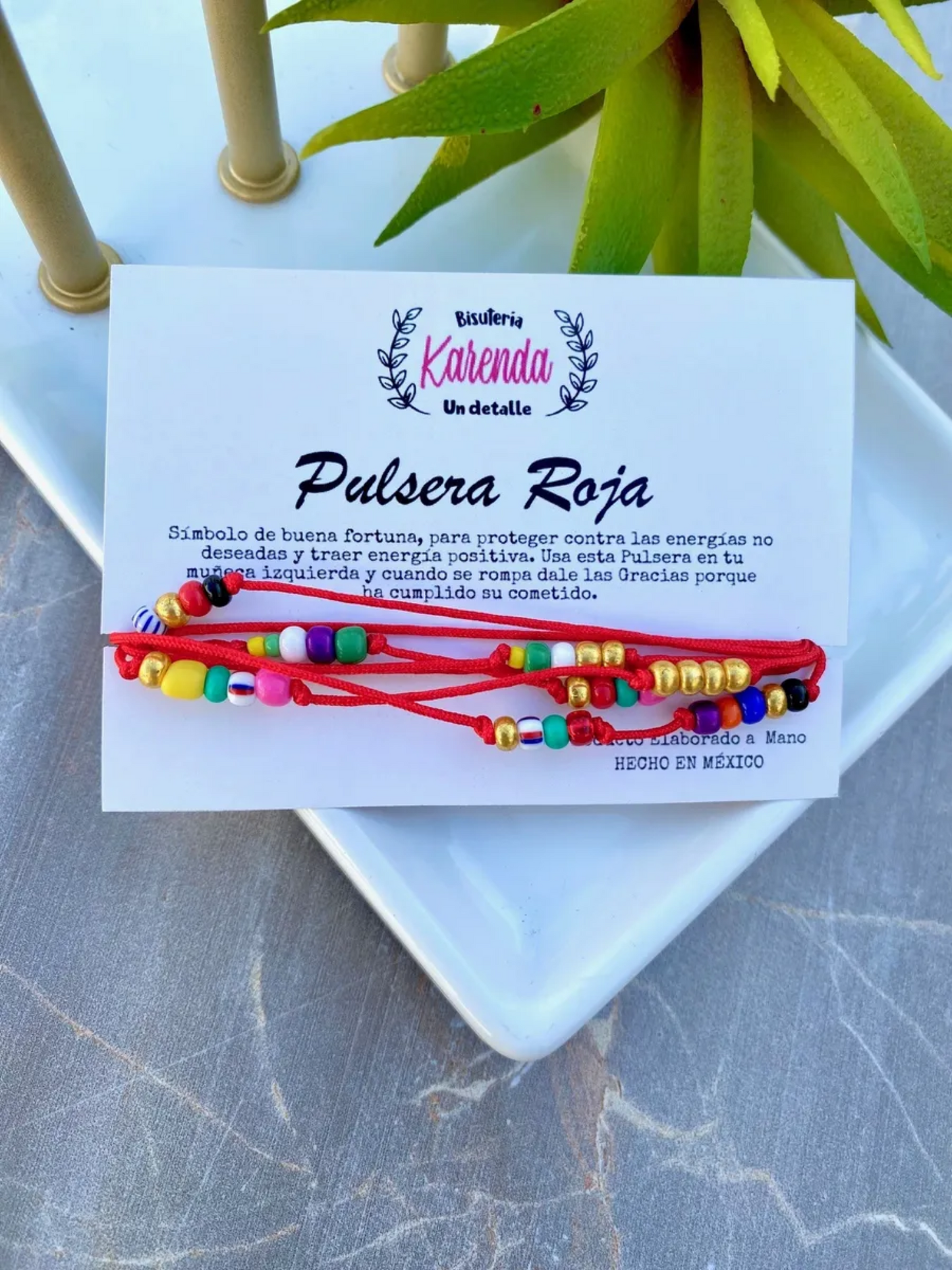 KD090602- Amuleto Pulsera Roja enrollable con Chaquiron