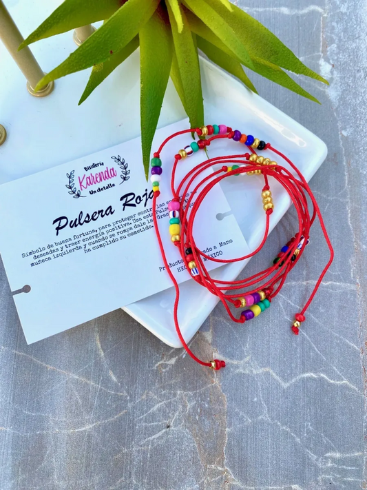 KD090602- Amuleto Pulsera Roja enrollable con Chaquiron