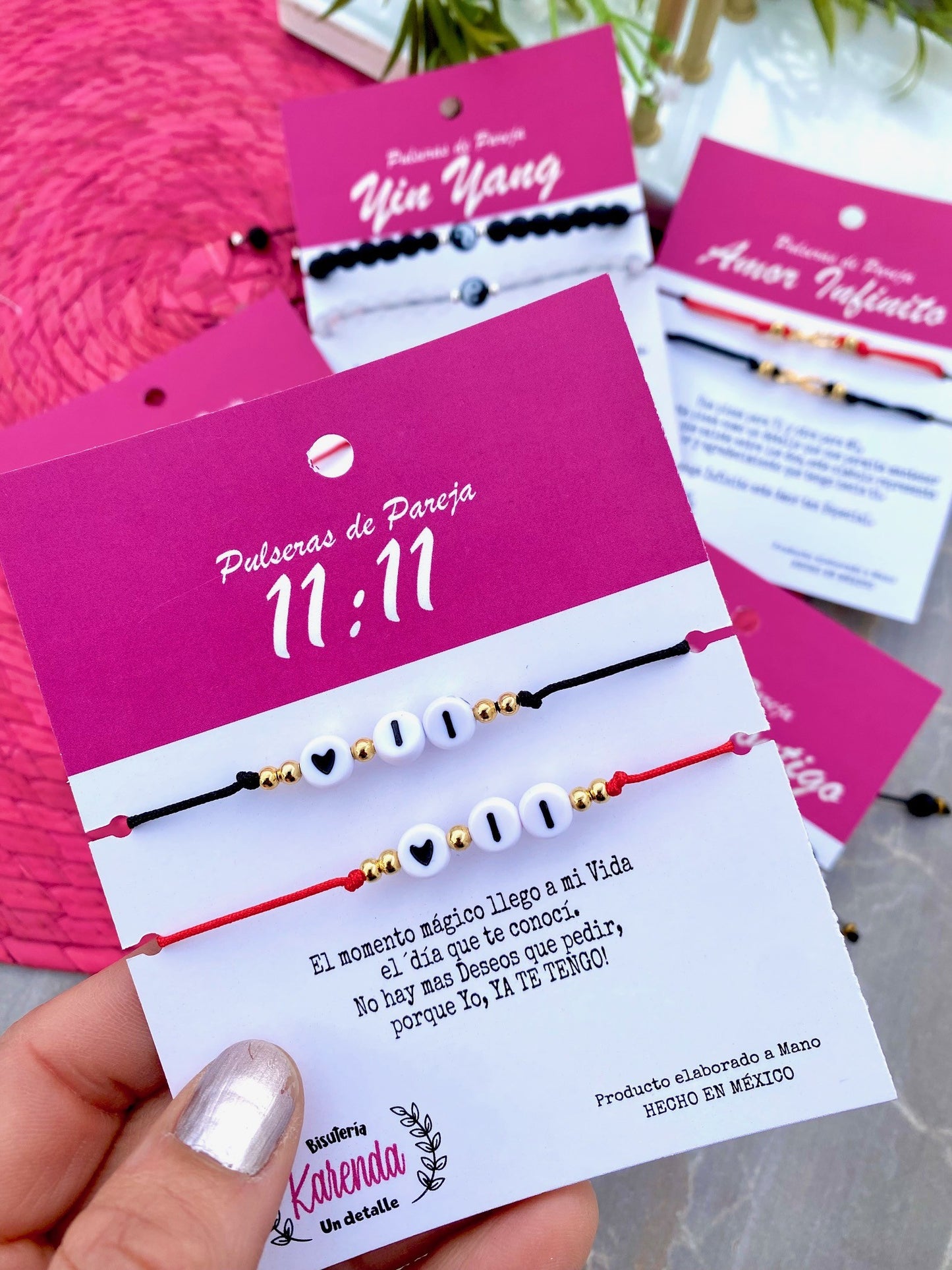 KD090661- Pulseras de Pareja 11 11 Acrilico