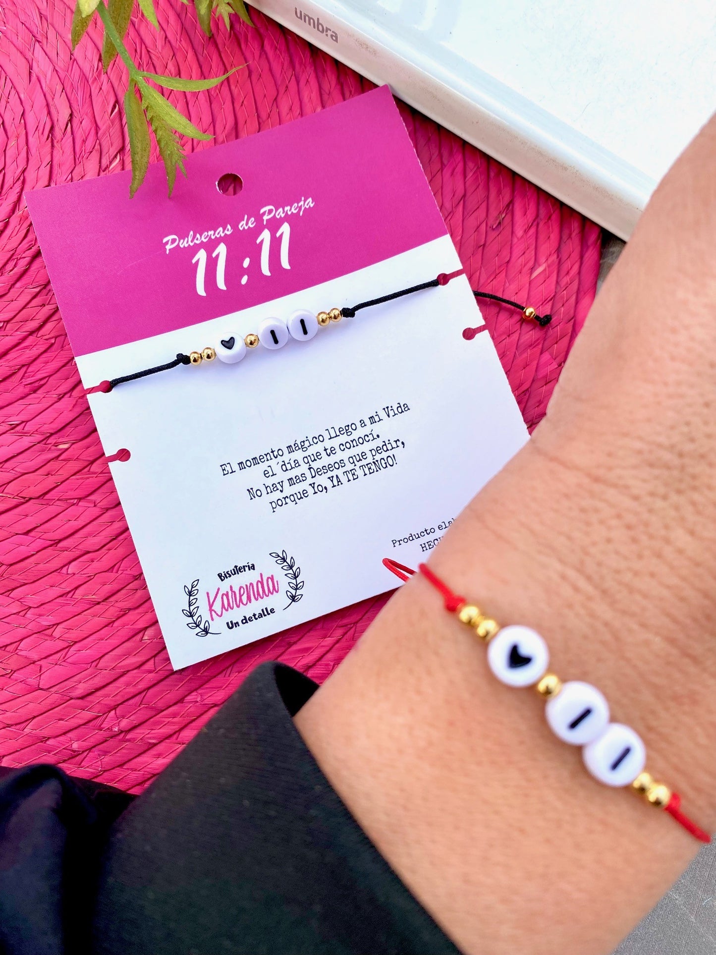 KD090661- Pulseras de Pareja 11 11 Acrilico