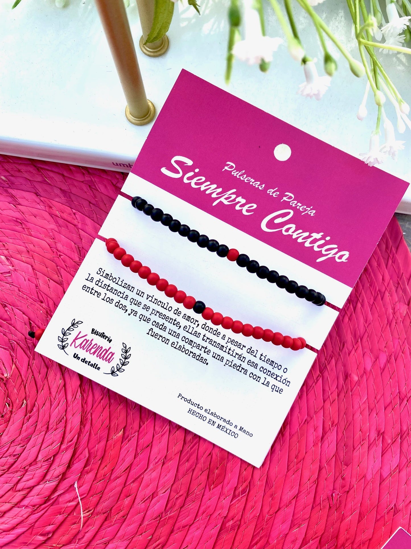 KD090722- Pulseras de Pareja Siempre Contigo edición Rojo Mini