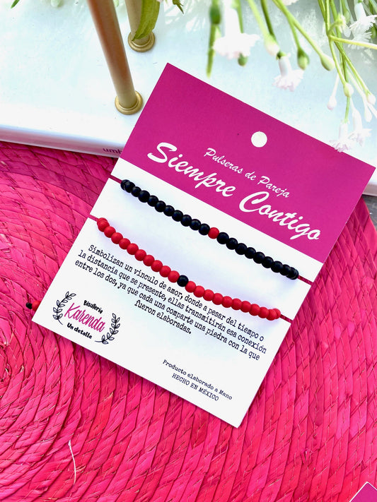 KD090722- Pulseras de Pareja Siempre Contigo edición Rojo Mini