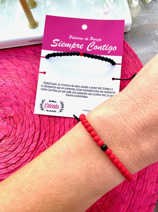 KD090722- Pulseras de Pareja Siempre Contigo edición Rojo Mini