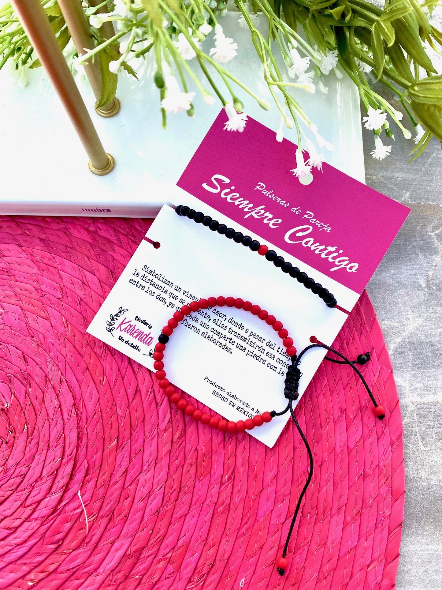 KD090722- Pulseras de Pareja Siempre Contigo edición Rojo Mini