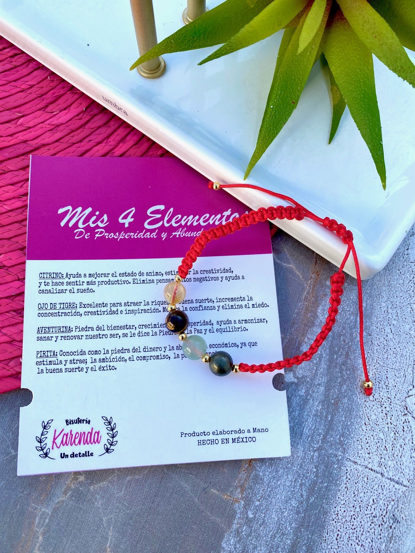 KD090725- Pulsera mis 4 Elementos con detalles Dorados