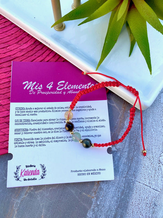 KD090725- Pulsera mis 4 Elementos con detalles Dorados