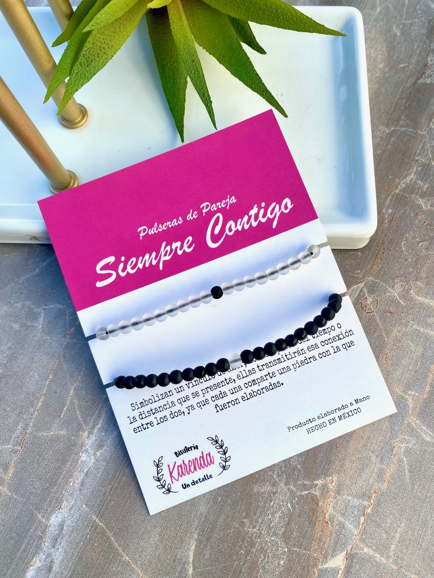 KD090125- Pulseras de Pareja Siempre Contigo de Cuentas Mini